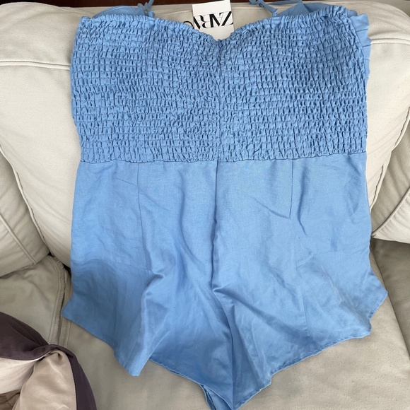 Zara Sky Blue Bow-Front Romper - Picture 6 of 8